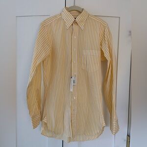NWT Drakes Cotton Poplin Yellow Stripe Button-Down Shirt